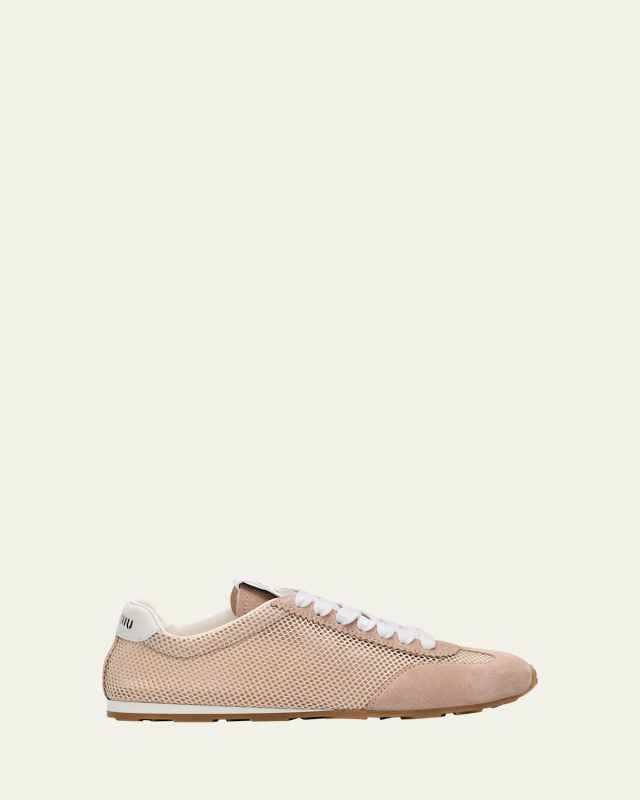 Low-Top Mesh Suede Sneakers